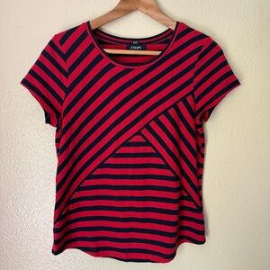 ❇️Chaps Women's Red and Navy Diagonal Striped Tee 2 for $22❇️